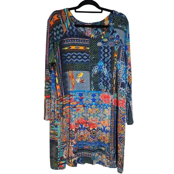 Johnny Was Boho Nelsona Long Sleeve Patchwork Design Tunic Chic Spring Dress - Picture 1 of 11